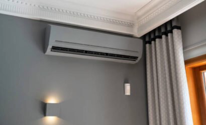 Air conditioner on the wall background