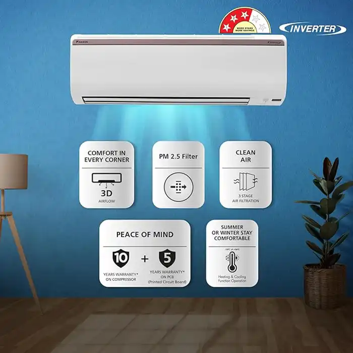 1.5 Ton 3 Star Hot & Cold Inverter Daikin Split AC FTHT50UV16VA-b
