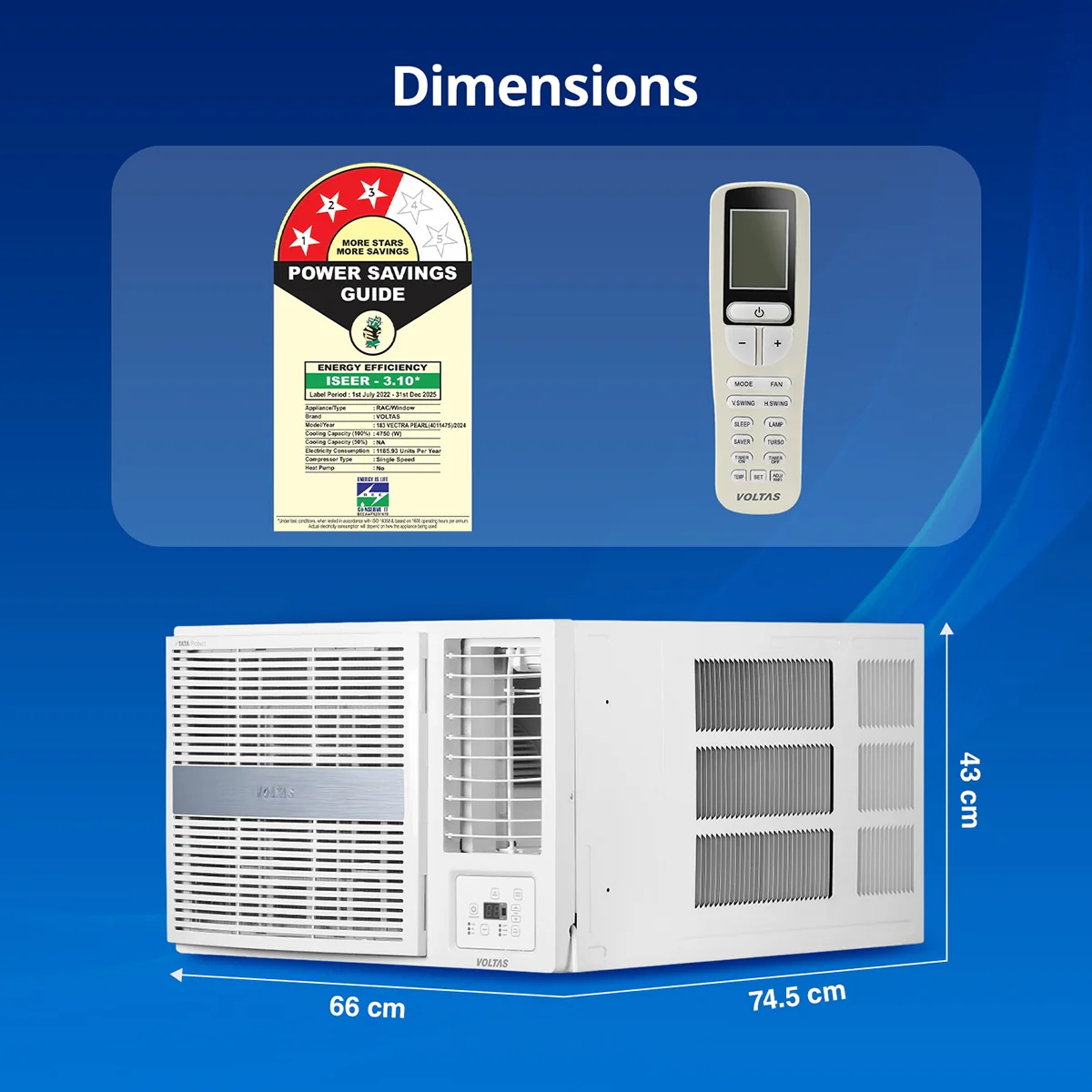 1.5TR WAC 183 VECTRA PEARL- VOLTAS WINDOW AC - b