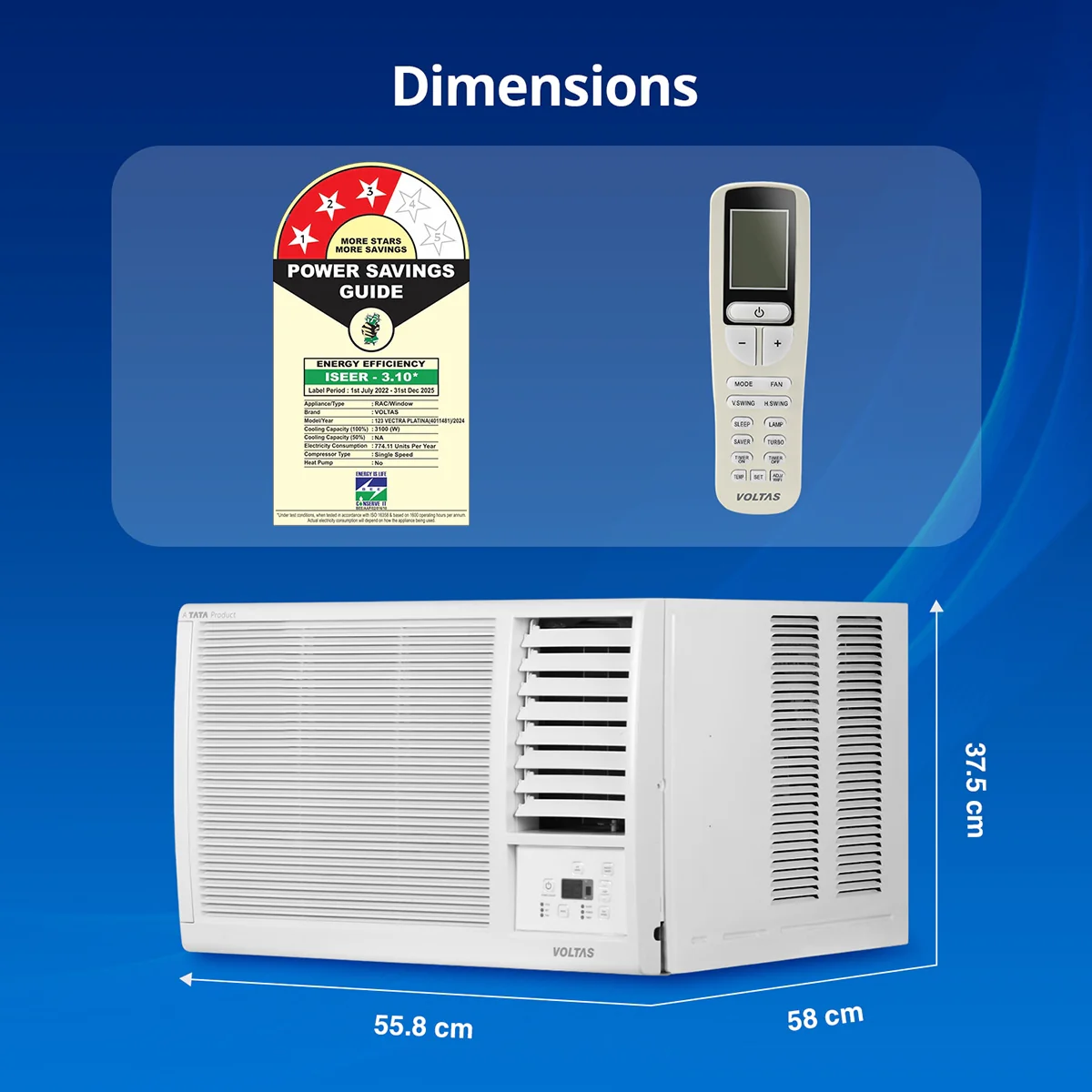 VOLTAS WINDOW AC 1.0TR WAC 123 VECTRA PLATINA -B