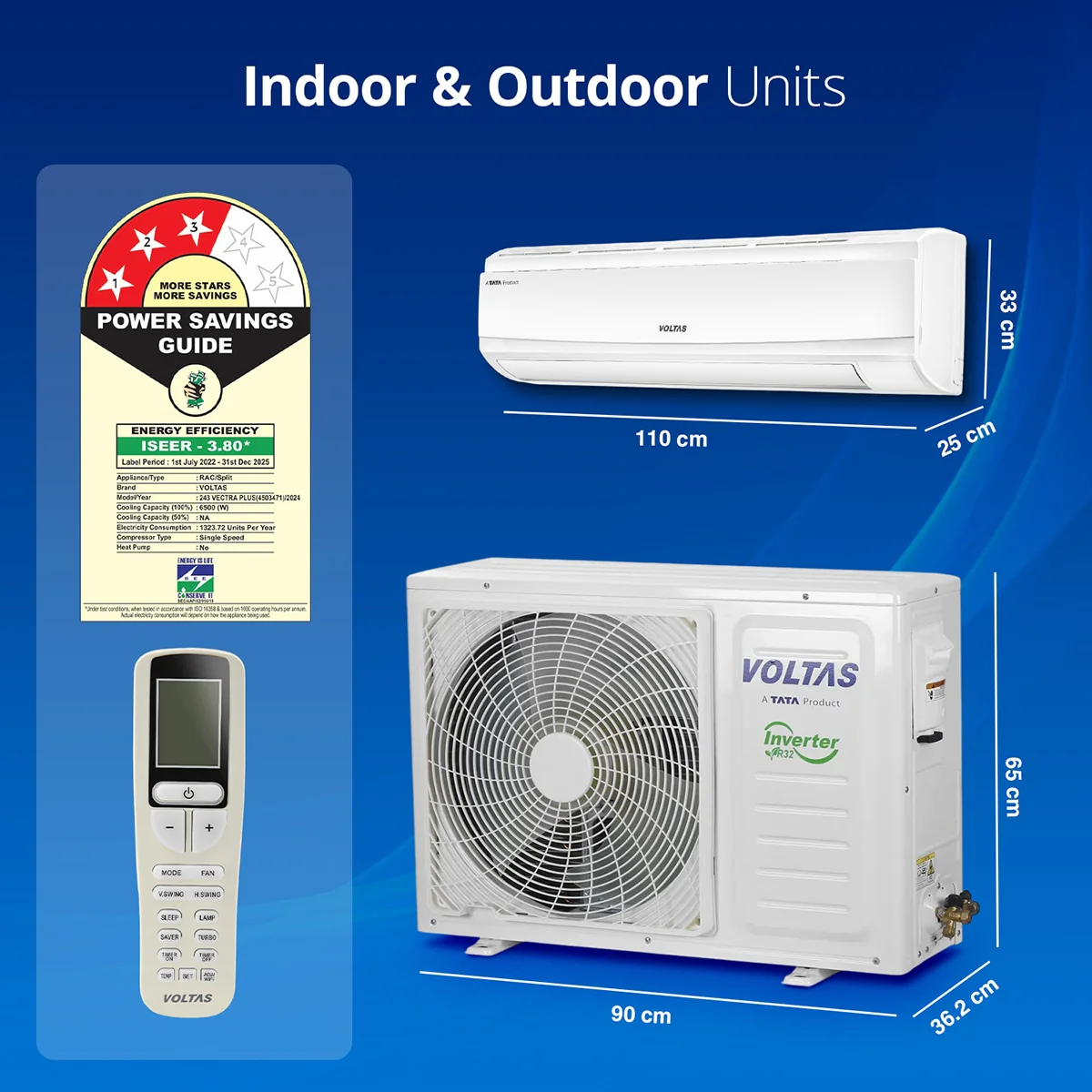 VOLTAS SPLIT AC 2.0 TR SAC 243 VECTRA PLUS -b
